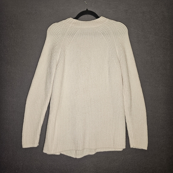 0018 J Jill Soft Chenille Knot Design Sweater Warm Cozy White Cream Ivory Small - Picture 4 of 12